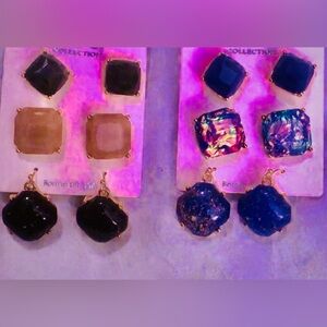 Statement Stud & Drop Earrings – Black Neutral Iridescent Styles